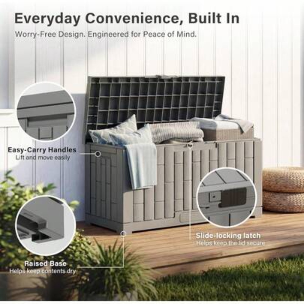 Garden Storage Box - Outdoor Storage Box 60 Gallon Waterproof