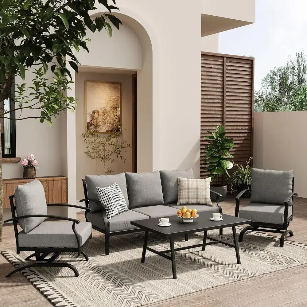 Outdoor Furniture Grey - Grey Outdoor Metal Patio Furniture Set