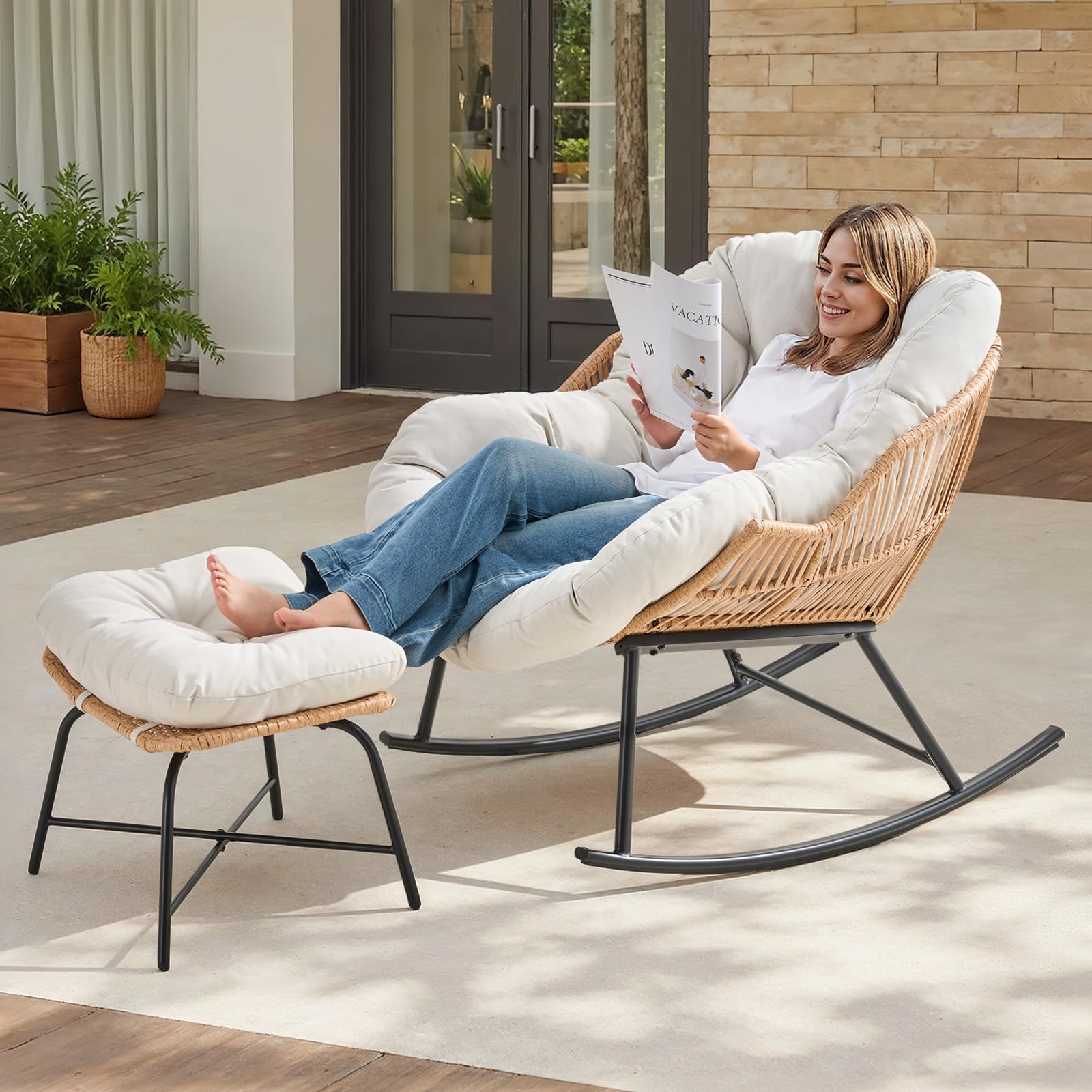 Grey Rattan Papasan Rocking Ch - Outdoor Furniture Grey recension och pris