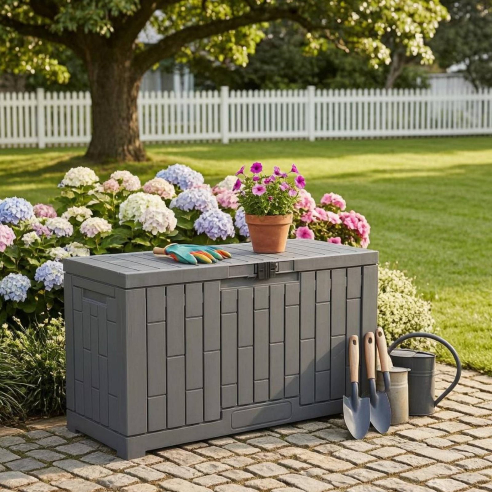 Resin Deck Box Rectangular Out - Garden Storage Box recension och pris