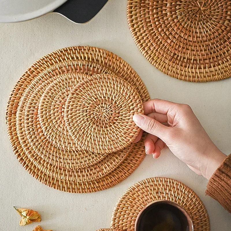 Handmade Round Rattan Coasters - Outdoor Furniture Cafe recension och pris