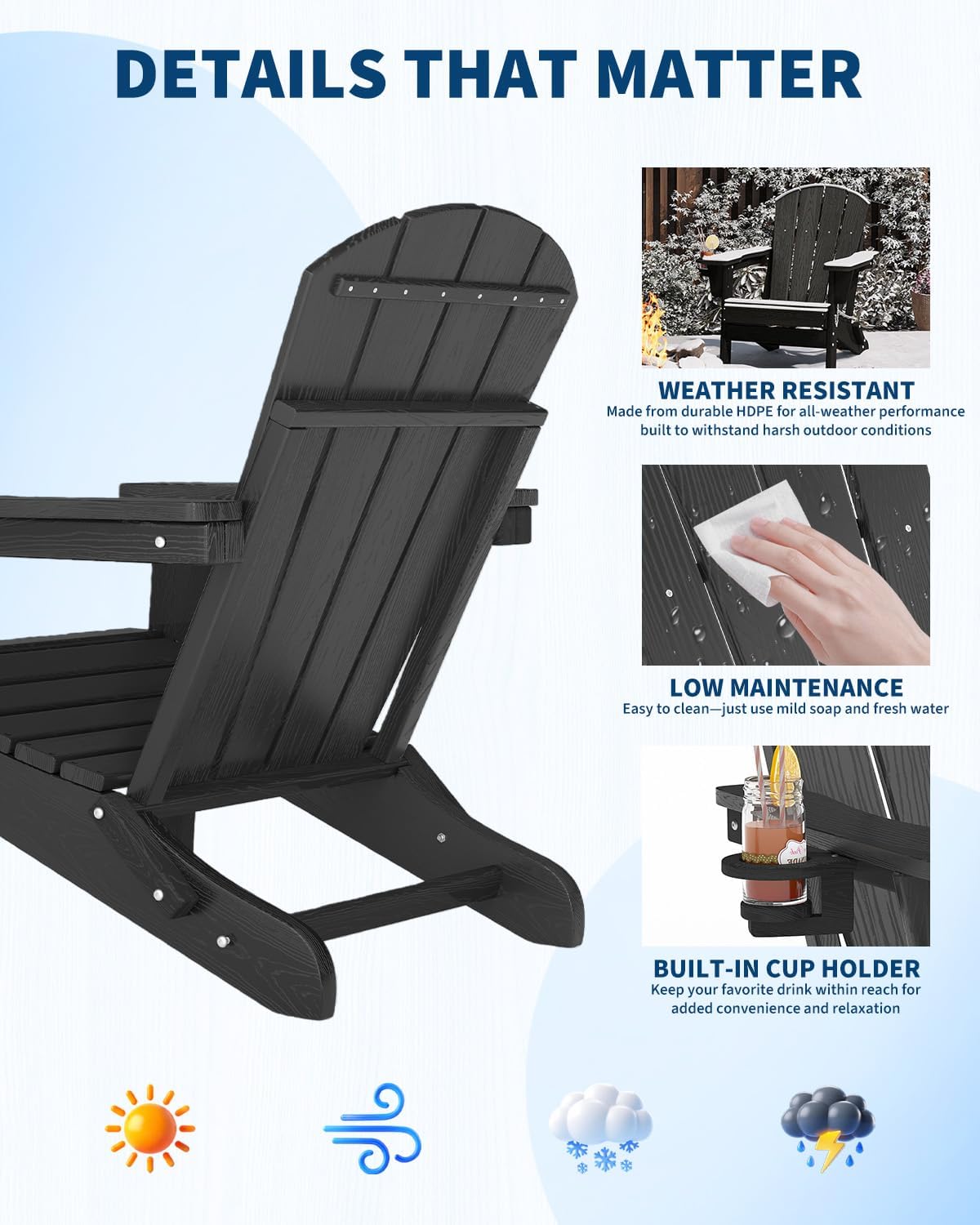 Folding Adirondack Chair HDPE  - Deck Chair Lounger recension och pris