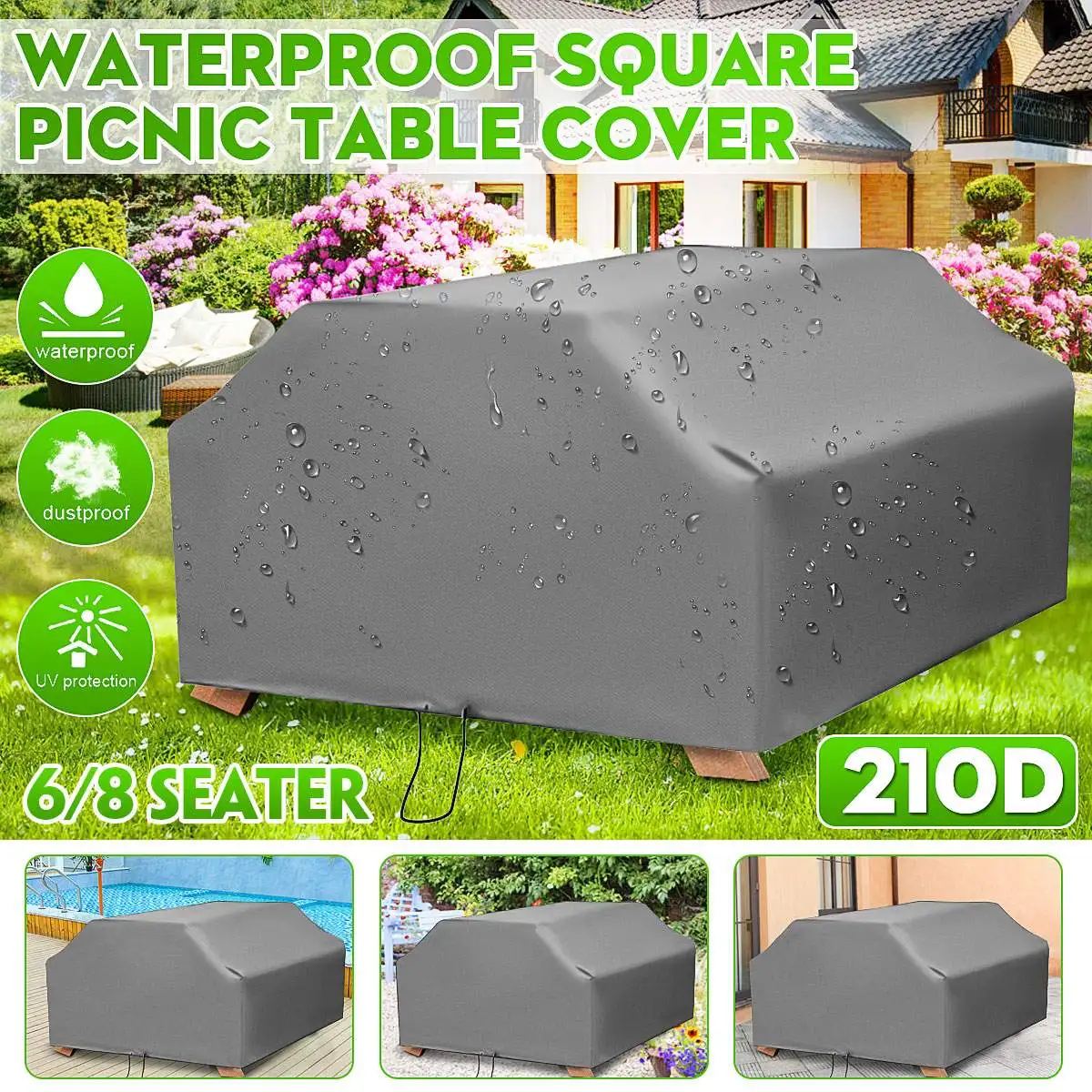 210D For 6/8 Seater Picnic Tab - Outdoor Furniture Grey recension och pris
