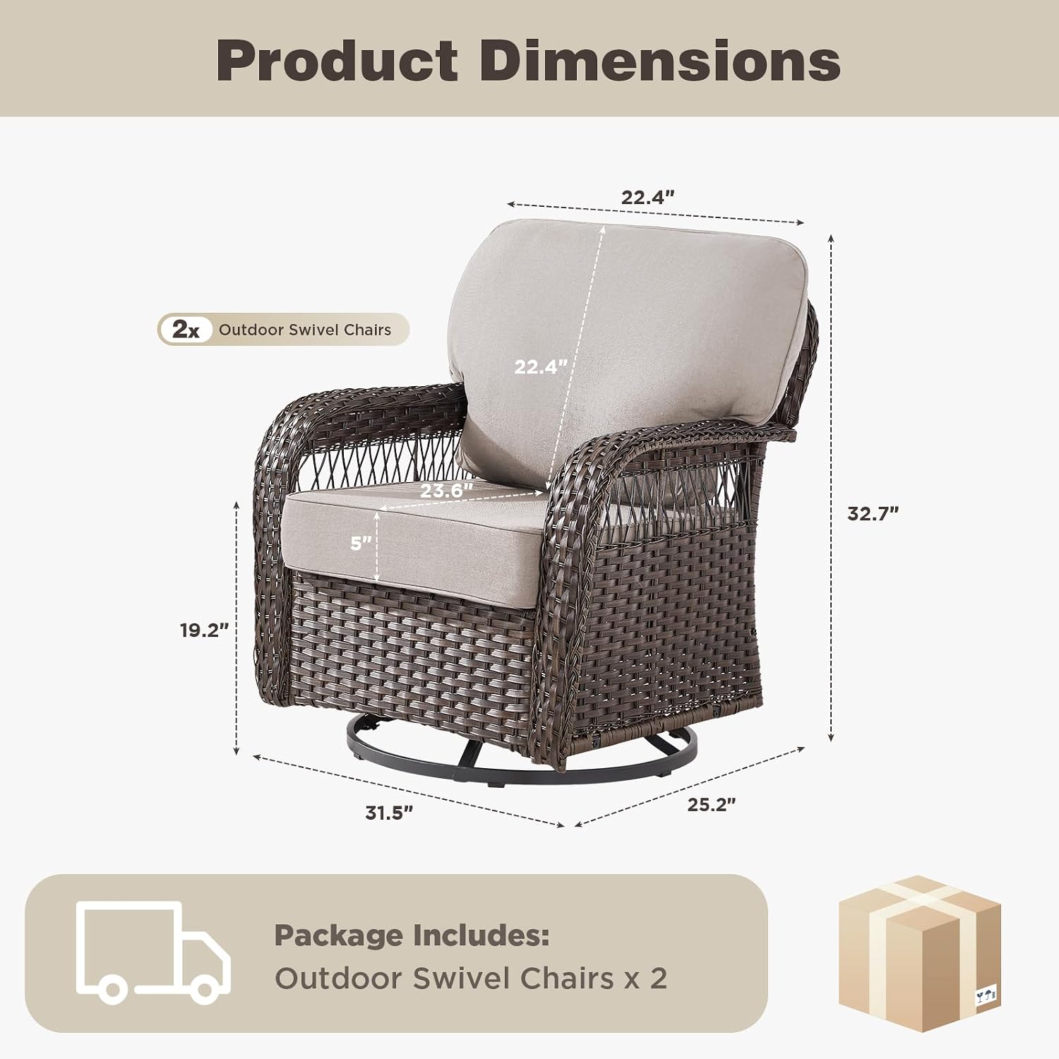 Wicker Swivel Rocker Patio Cha - Deck Chair Lounger recension och pris