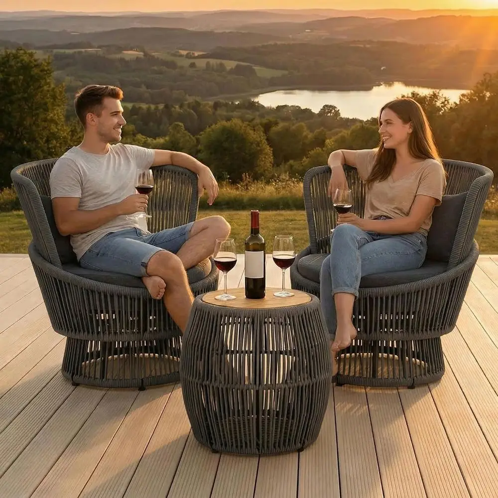 2-Piece Outdoor Swivel Rocker  - Outdoor Furniture Grey recension och pris