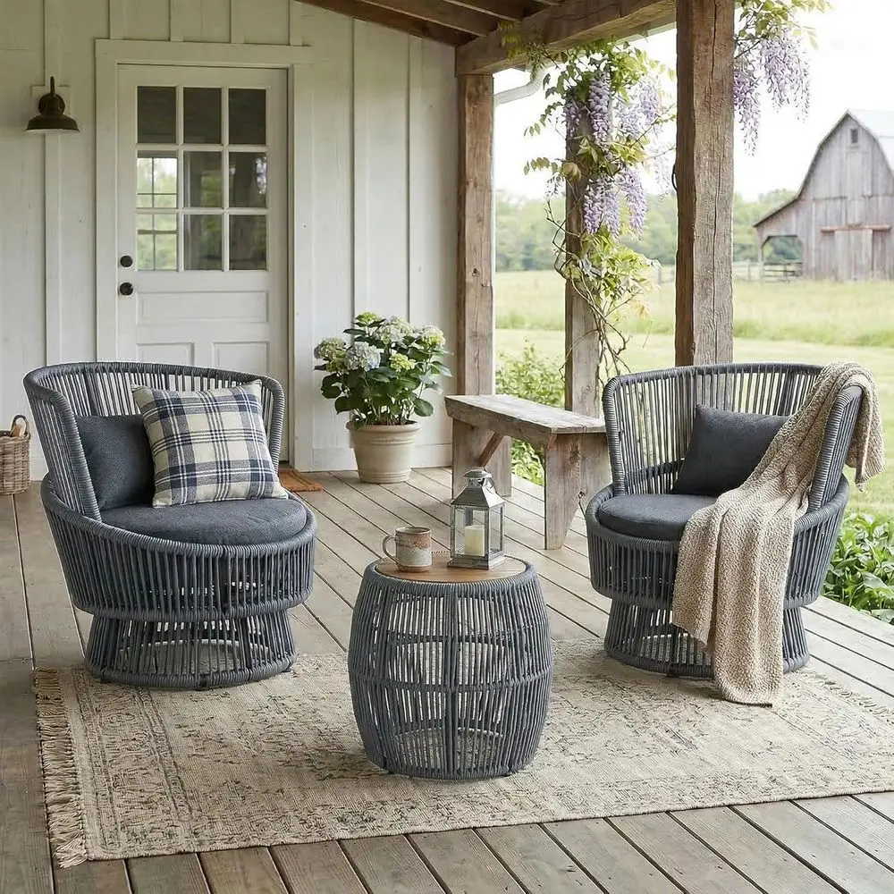 2-Piece Outdoor Swivel Rocker  - Outdoor Furniture Grey recension och pris