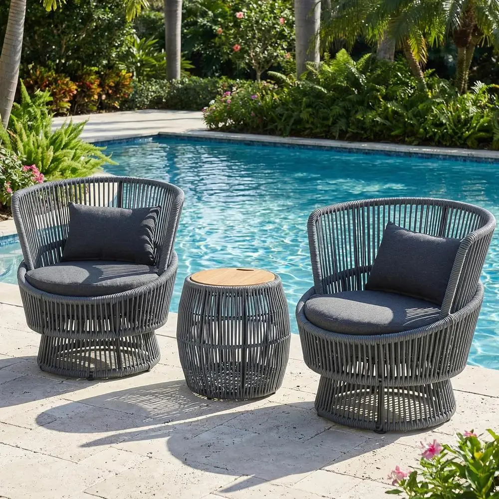 2-Piece Outdoor Swivel Rocker  - Outdoor Furniture Grey recension och pris