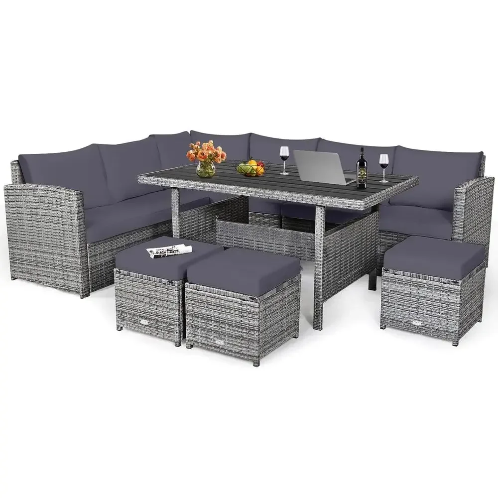 Grey 7-Piece Rattan Patio Furn - Outdoor Furniture Grey recension och pris