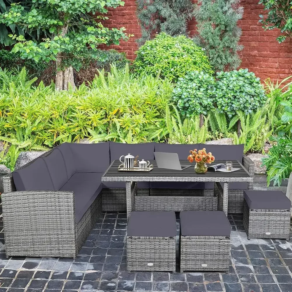 Grey 7-Piece Rattan Patio Furn - Outdoor Furniture Grey recension och pris