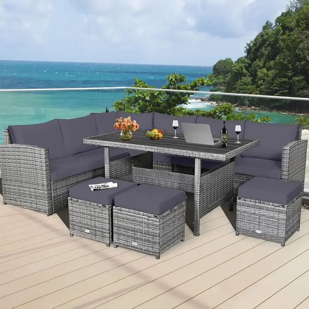 Grey 7-Piece Rattan Patio Furn - Outdoor Furniture Grey recension och pris
