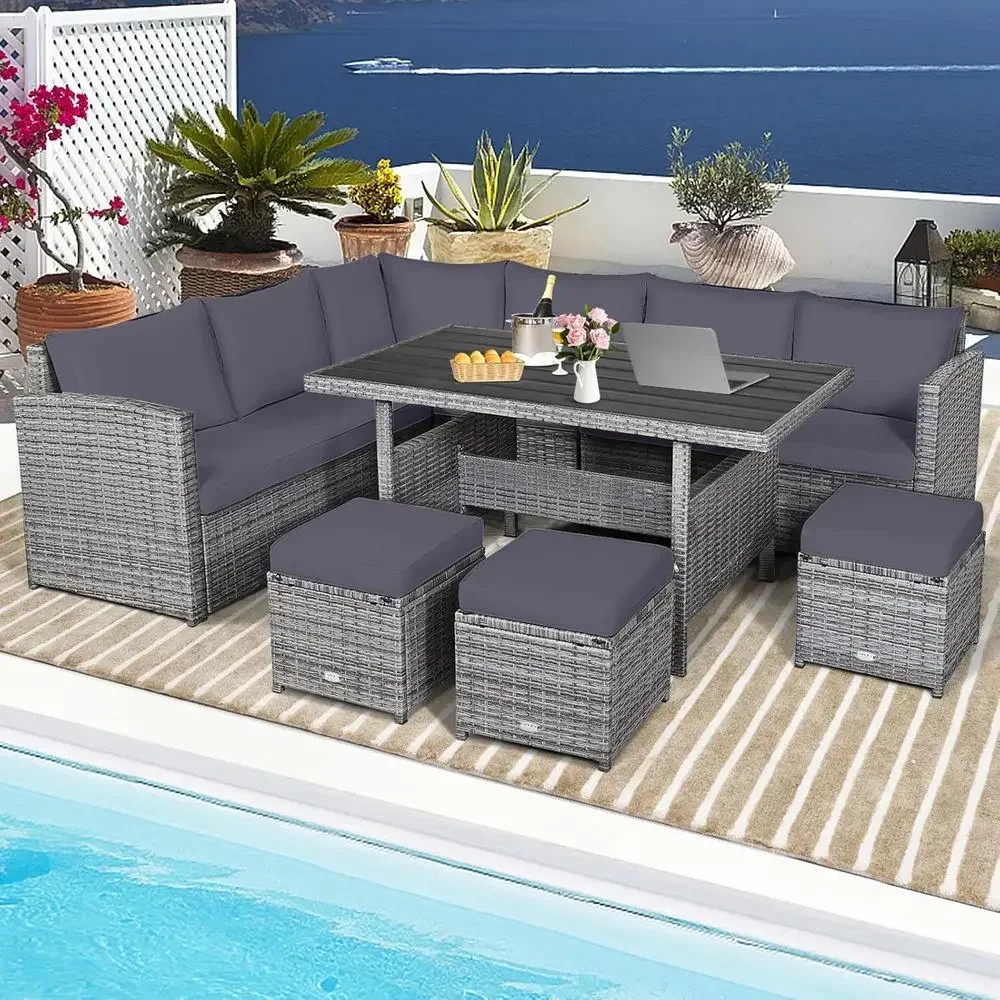 Grey 7-Piece Rattan Patio Furn - Outdoor Furniture Grey recension och pris