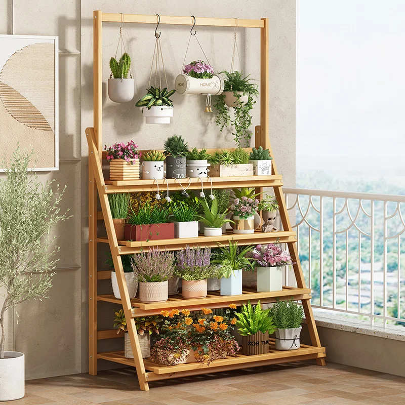 Solid Wood Flower Shelf Plant  - Outdoor Furniture Design recension och pris