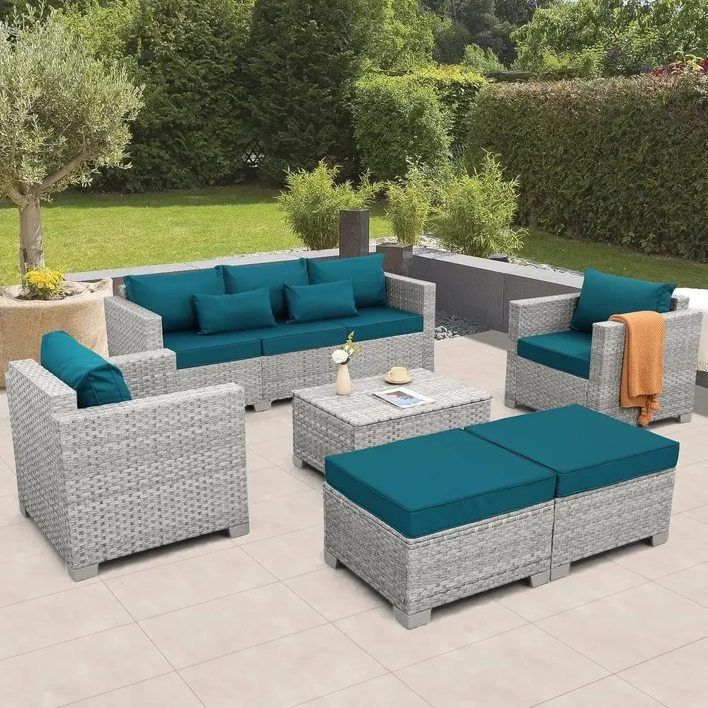 6-Piece Grey Wicker Outdoor Pa - Outdoor Furniture Grey recension och pris