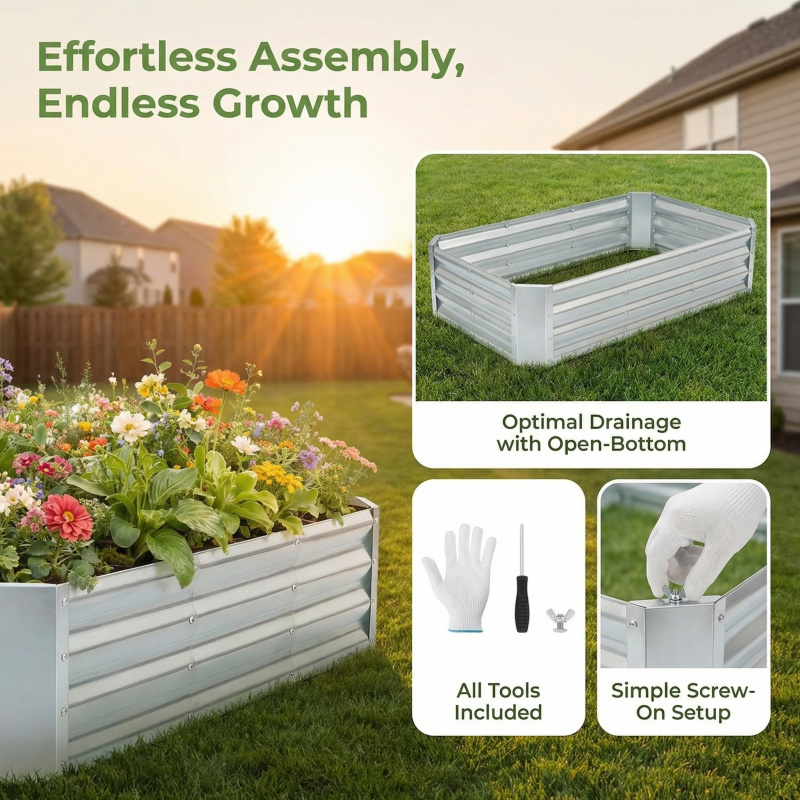 Large Bottomless Galvanized Ga - Garden Storage Box recension och pris