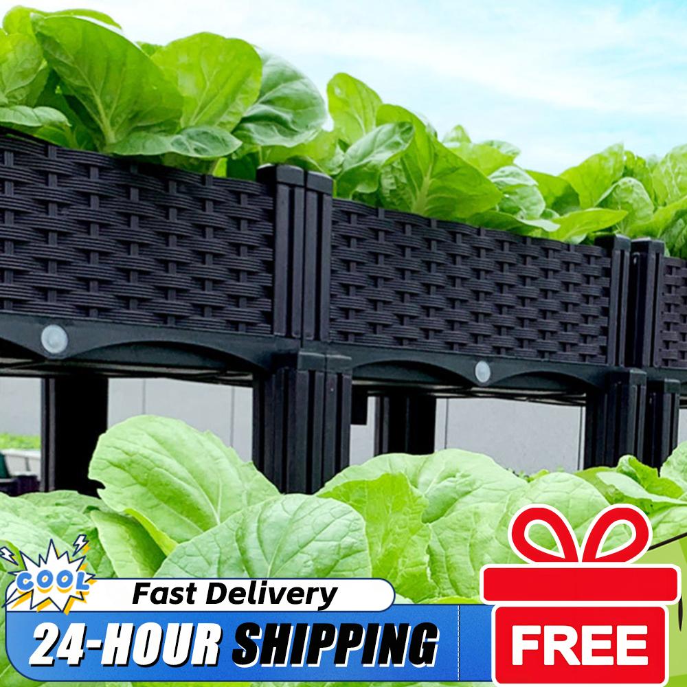 Plastic Raised Planter Box wit - Garden Storage Box recension och pris