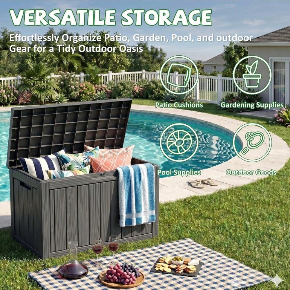 55 Gallon Waterproof Lockable  - Garden Storage Box recension och pris