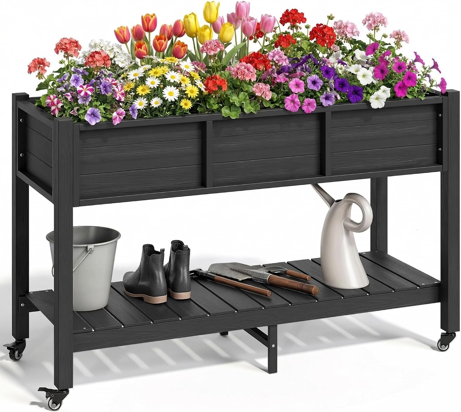 Elevated Raised Garden Bed Wit - Garden Storage Box recension och pris