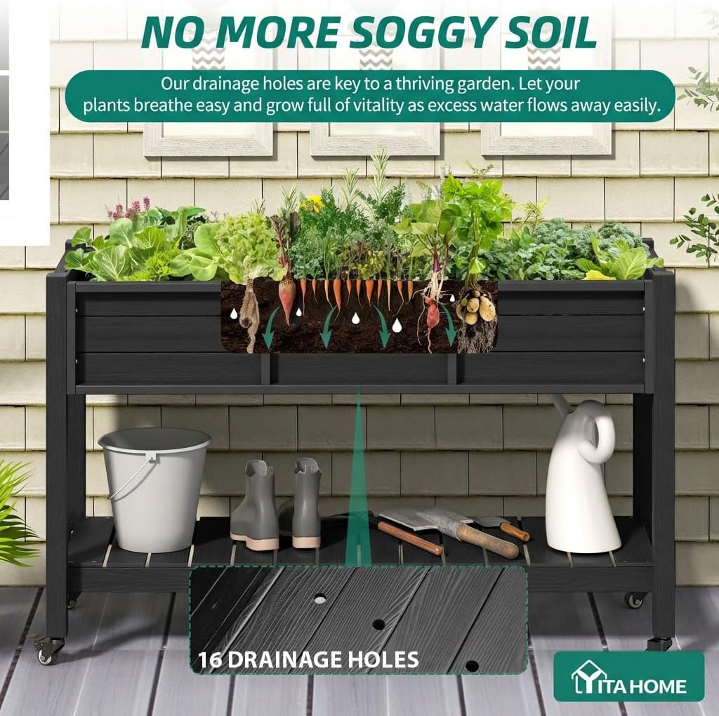 Elevated Raised Garden Bed Wit - Garden Storage Box recension och pris