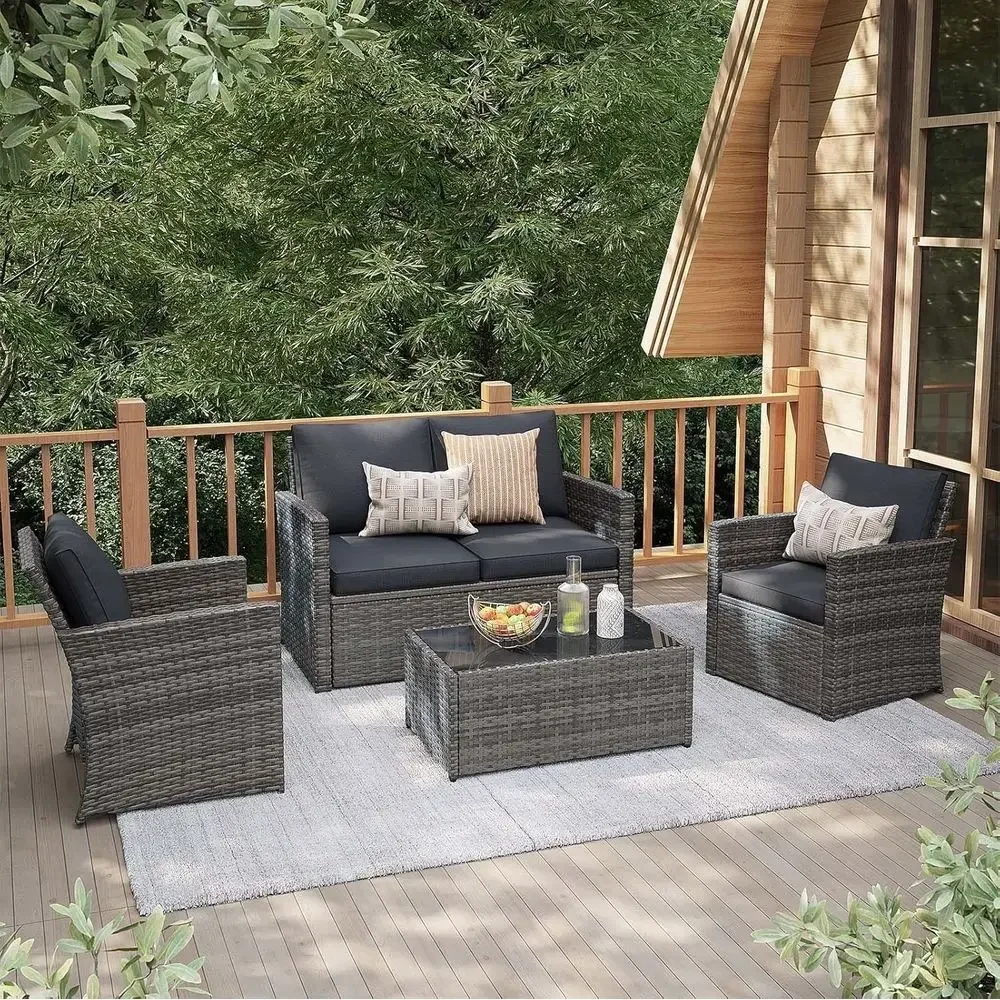 4-Piece Outdoor Patio Furnitur - Outdoor Furniture Grey recension och pris