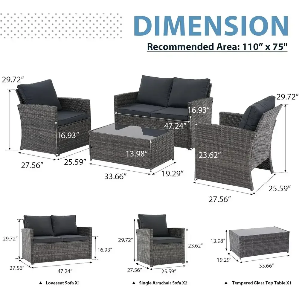 4-Piece Outdoor Patio Furnitur - Outdoor Furniture Grey recension och pris