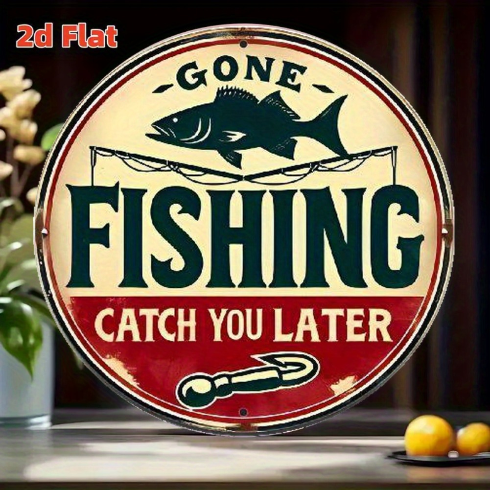 Vintage Fishing Aluminum Sign  - Outdoor Furniture Shop recension och pris