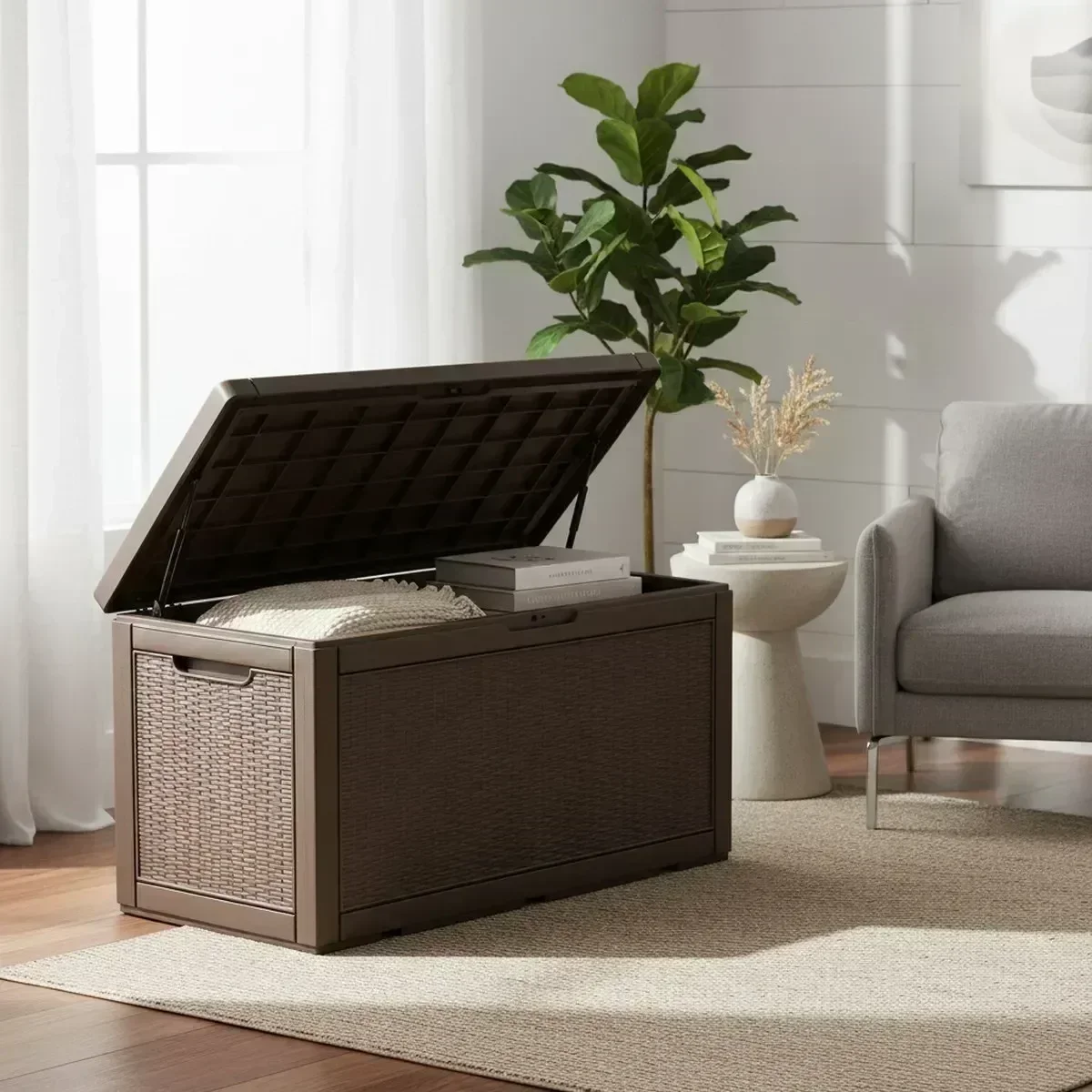 Large Outdoor Storage Bench Wa - Outdoor Furniture Grey recension och pris