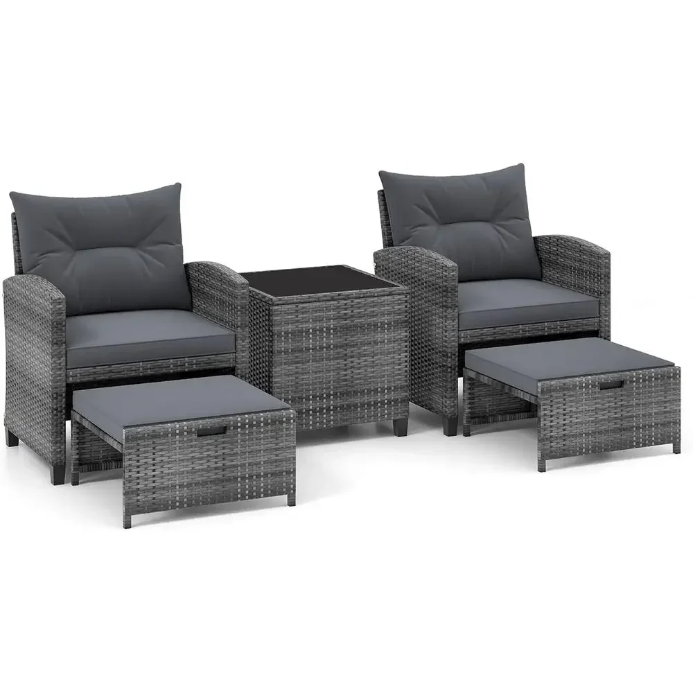 5-Piece Outdoor Wicker Furnitu - Outdoor Furniture Grey recension och pris