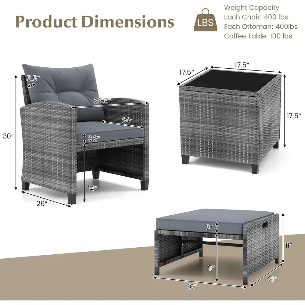 5-Piece Outdoor Wicker Furnitu - Outdoor Furniture Grey recension och pris