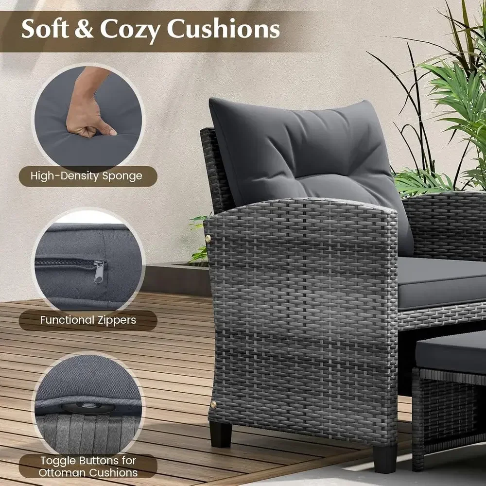 5-Piece Outdoor Wicker Furnitu - Outdoor Furniture Grey recension och pris