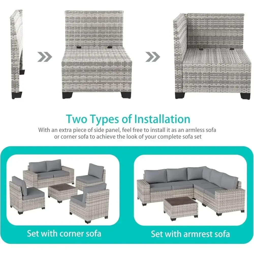 6-Piece Outdoor Wicker Section - Outdoor Furniture Grey recension och pris