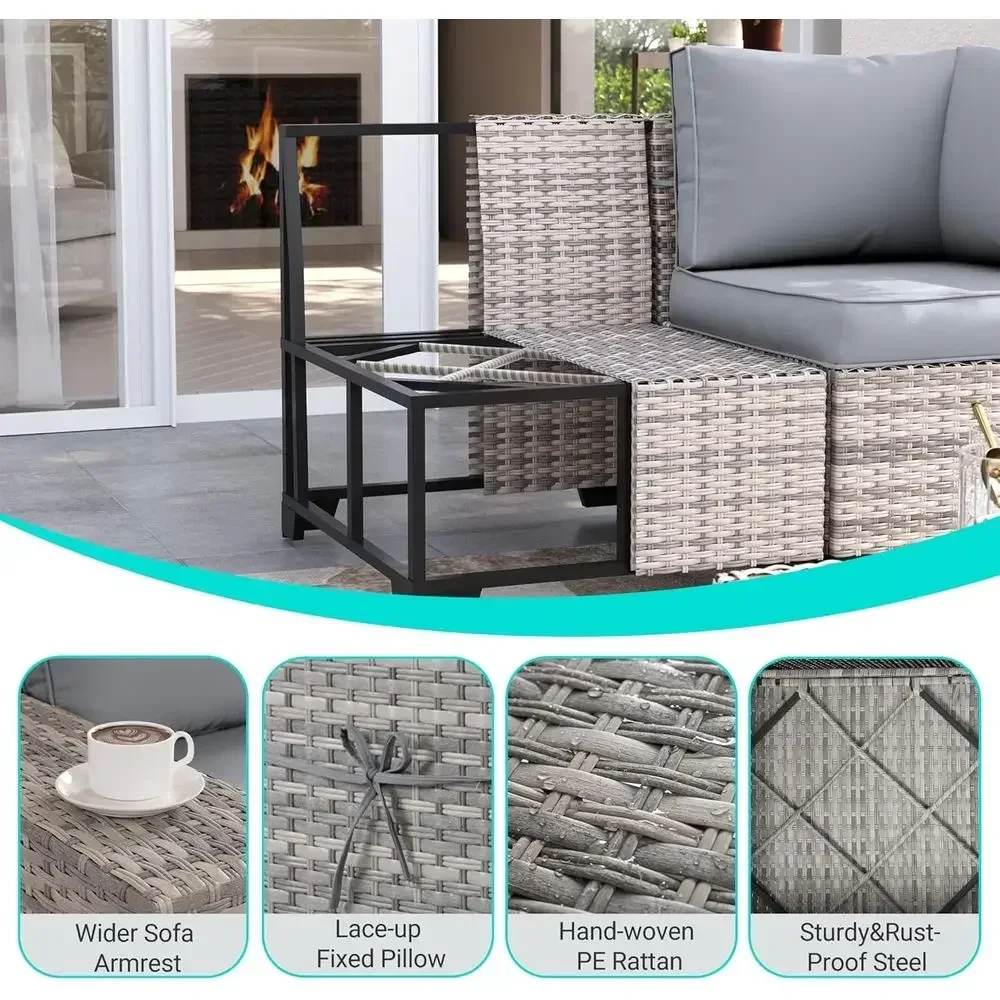 6-Piece Outdoor Wicker Section - Outdoor Furniture Grey recension och pris