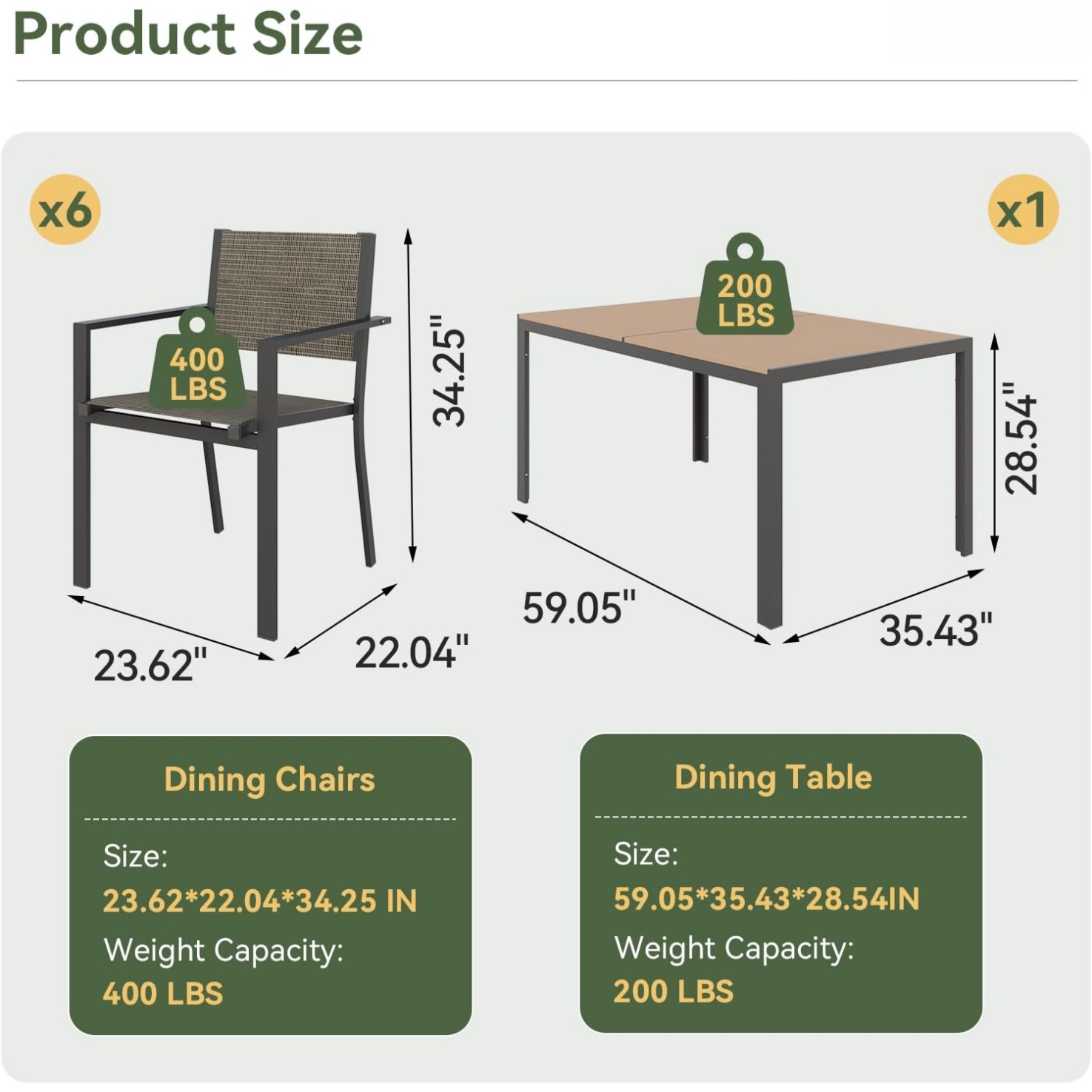 Aoxun 7 Piece Patio Dining Set - Outdoor Furniture Dining Set recension och pris