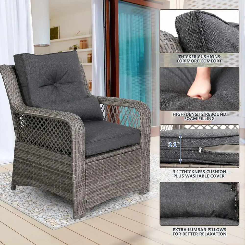 6-Piece Grey Outdoor Wicker Pa - Outdoor Furniture Grey recension och pris