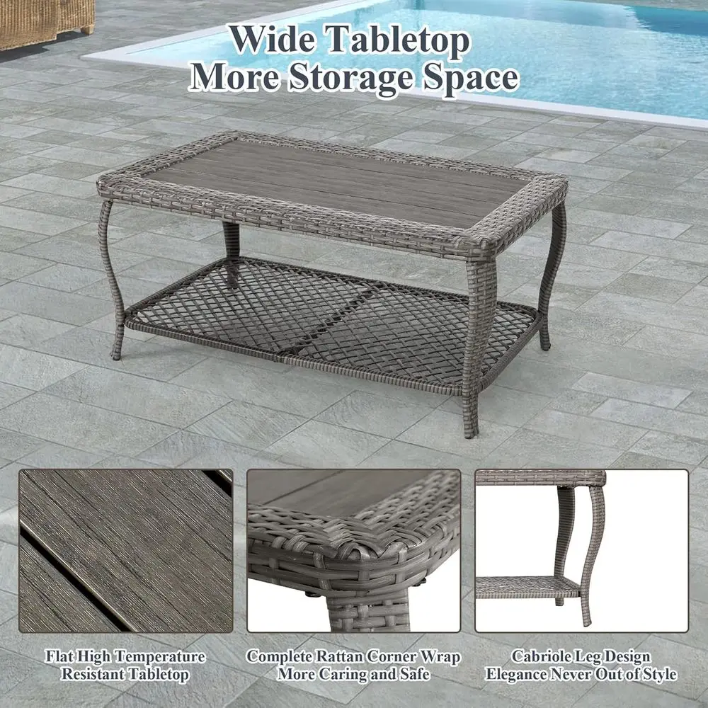 6-Piece Grey Outdoor Wicker Pa - Outdoor Furniture Grey recension och pris